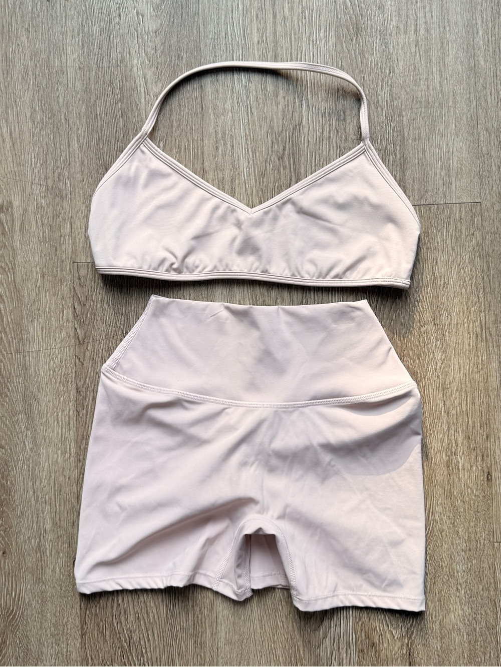 CSB Pale Pink Seamless Bralette & High-Waist Shorts Set